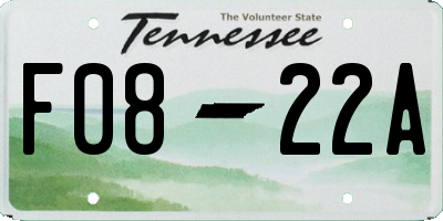 TN license plate F0822A