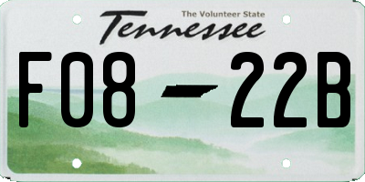 TN license plate F0822B