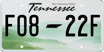 TN license plate F0822F