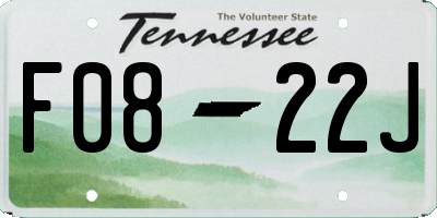 TN license plate F0822J