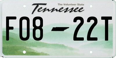 TN license plate F0822T
