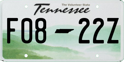 TN license plate F0822Z