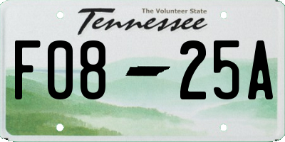 TN license plate F0825A