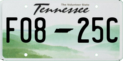 TN license plate F0825C