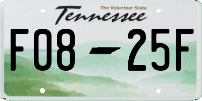 TN license plate F0825F
