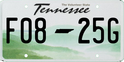 TN license plate F0825G