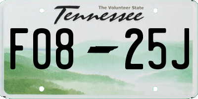TN license plate F0825J