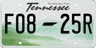 TN license plate F0825R