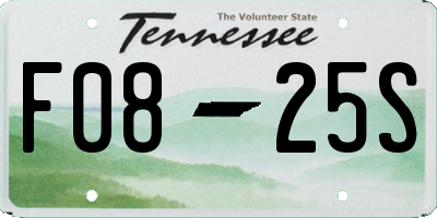 TN license plate F0825S