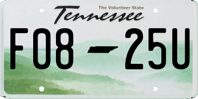 TN license plate F0825U