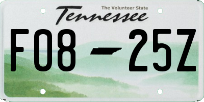TN license plate F0825Z
