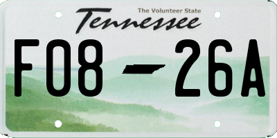 TN license plate F0826A