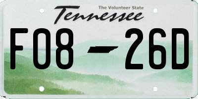 TN license plate F0826D