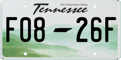 TN license plate F0826F
