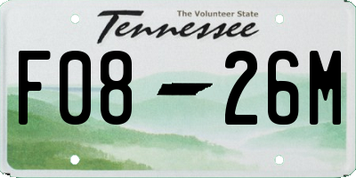 TN license plate F0826M