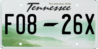 TN license plate F0826X