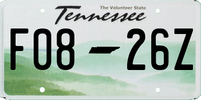TN license plate F0826Z