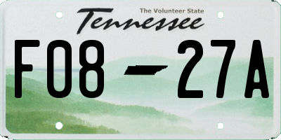 TN license plate F0827A