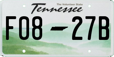 TN license plate F0827B