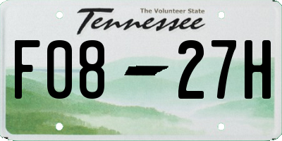 TN license plate F0827H