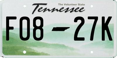 TN license plate F0827K