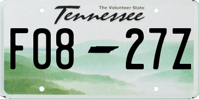 TN license plate F0827Z