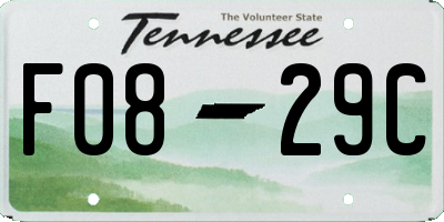 TN license plate F0829C
