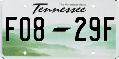 TN license plate F0829F