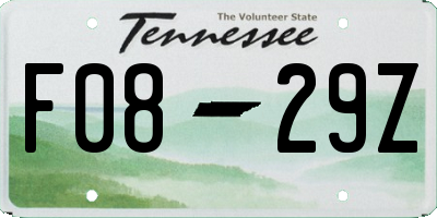 TN license plate F0829Z