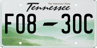 TN license plate F0830C