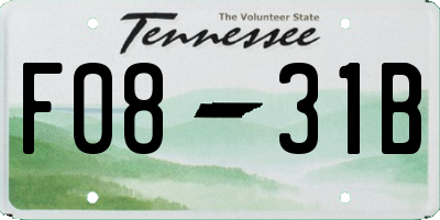 TN license plate F0831B