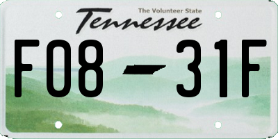 TN license plate F0831F