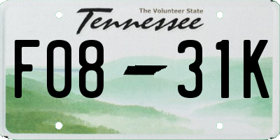 TN license plate F0831K