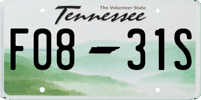 TN license plate F0831S