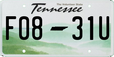 TN license plate F0831U