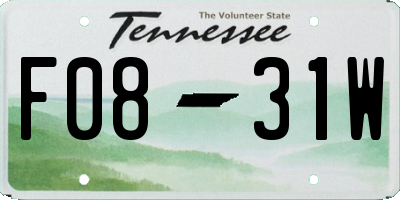 TN license plate F0831W
