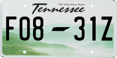 TN license plate F0831Z