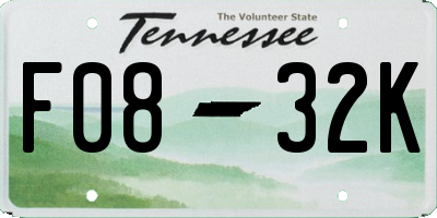 TN license plate F0832K