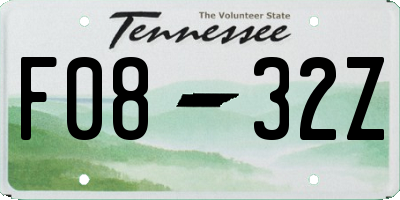TN license plate F0832Z