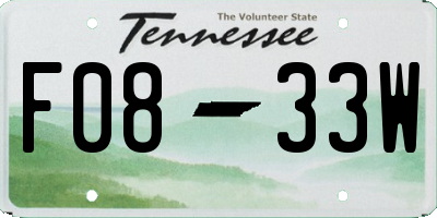 TN license plate F0833W