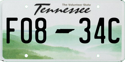 TN license plate F0834C