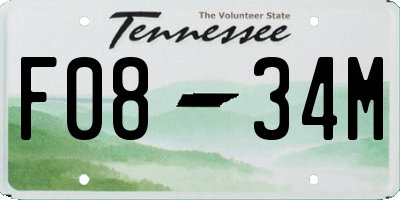 TN license plate F0834M