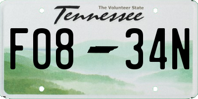 TN license plate F0834N