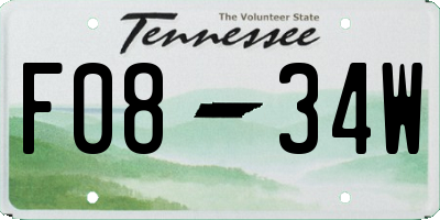 TN license plate F0834W