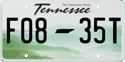 TN license plate F0835T