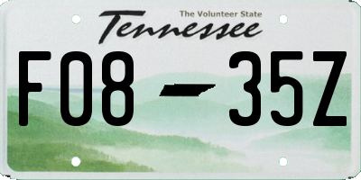 TN license plate F0835Z