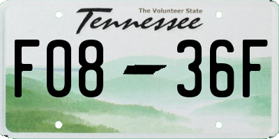 TN license plate F0836F