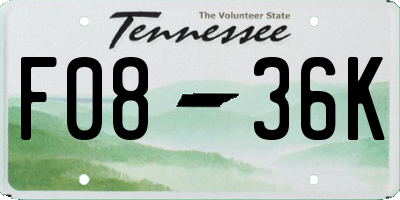TN license plate F0836K
