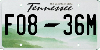 TN license plate F0836M