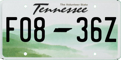 TN license plate F0836Z
